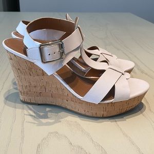 Franco Sarto White Strap Wedge Size 9.5